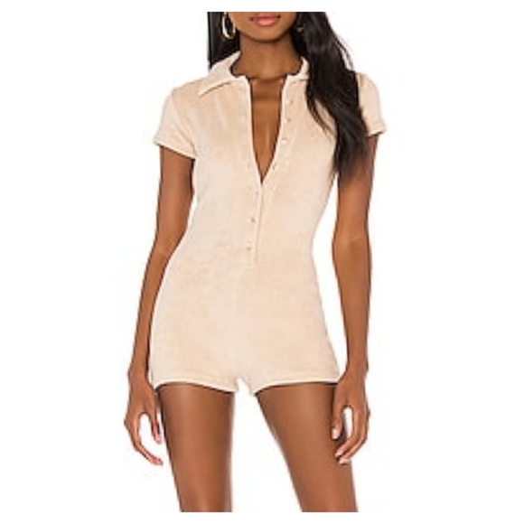 Frankies Bikinis Rose Romper in Sand Size Medium - Picture 1 of 5